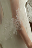 Ivory Lace Embroidered Bridal Veil With Comb Attachment