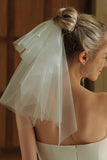 Ivory Short Wedding Veil With Pearls