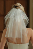 Ivory Short Wedding Veil With Pearls