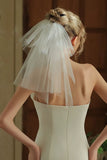 Ivory Short Wedding Veil With Pearls