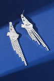 Silver Rhinestone Tassel Drop Earrings