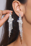 Silver Rhinestone Tassel Drop Earrings