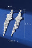 Silver Rhinestone Tassel Drop Earrings