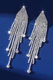 Sparkly Silver Rhinestone Long Tassel Earrings