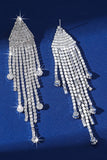 Sparkly Silver Rhinestone Long Tassel Earrings