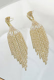 Shiny Golden Rhinestone Tassel Earrings