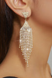 Shiny Golden Rhinestone Tassel Earrings