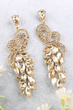 Golden Rhinestone Floral Chandelier Earrings