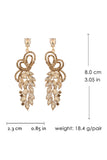 Golden Rhinestone Floral Chandelier Earrings