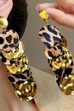 Chic Leopard and Metallic Gold Layered Dangle Earrings