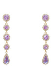 Purple Teardrop Rhinestone Dangle Earrings