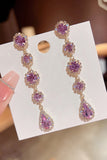 Purple Teardrop Rhinestone Dangle Earrings