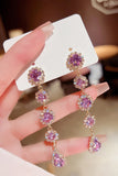 Purple Teardrop Rhinestone Dangle Earrings