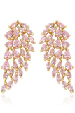 Pink Rhinestone Gold-Plated Dangle Earrings