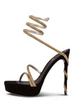 Sparkly Black Golden Strappy Gladiator Open Toe Stiletto High Heel Sandals