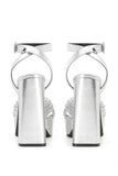 Metallic Silver Platform Hunky Heel Sandals
