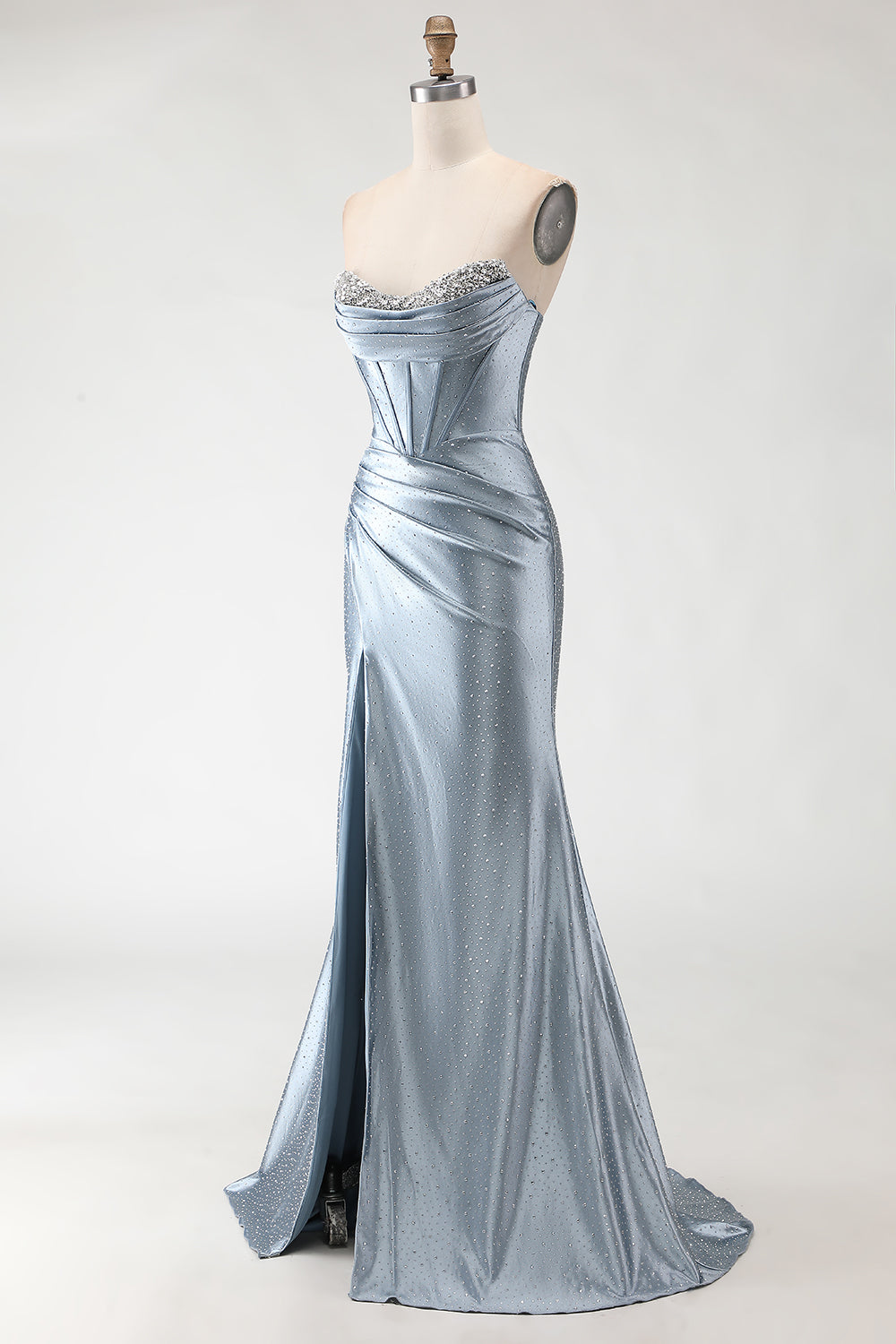 grey strapless prom dress Strapless Sparkle Grey Long Prom Dresses Sweetheart Neck Ball Gown ARD2052