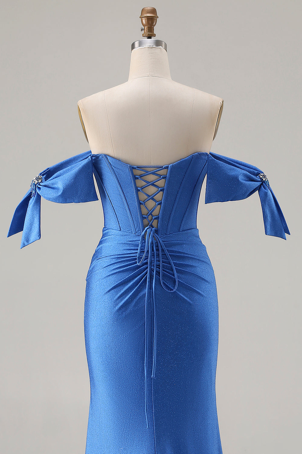 antonio berardi blue dress Royal Blue Off-shoulder Satin Mermaid Long Bridesmaid Dress, BD3256 SposaBridal