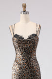 Mermaid Khaki Leopard Corset Prom Dress With Lace Up Back