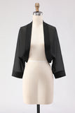 Black Chiffon Open Front Short Shawl Wraps