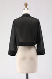 Black Chiffon Open Front Short Shawl Wraps