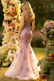 Halter Blush Mermaid Corset Appliqued Prom Dress