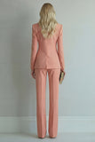 Peaked Lapel 2 Piece Slim Fit Orange Women Suits