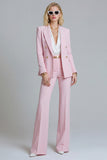 Pink 2 Piece Peaked Lapel Women Suits