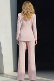 Pink Slim Fit Peaked Lapel 2 Piece Women Suits