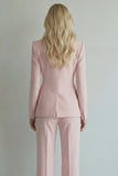 Peaked Lapel 2 Piece Pink Single Buckle Women Suits