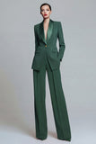 2 Piece Dark Green Shawl Lapel Single Buckle Women Suits