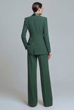 2 Piece Dark Green Shawl Lapel Single Buckle Women Suits