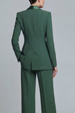 2 Piece Dark Green Shawl Lapel Single Buckle Women Suits