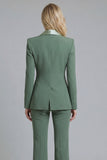 Shawl Lapel 2 Piece Grey Green Slim Fit Women Suits