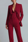Burgundy Peaked Lapel 2 Piece Slim Fit Women Suits