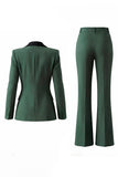 Dark Green Peaked Lapel 2 Piece Classic Women Suits