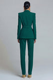 Dark Green Peaked Lapel 2 Piece Women Suits with Belt