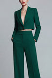 2 Piece Dark Green Peaked Lapel Women Suits