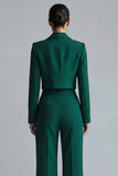 2 Piece Dark Green Peaked Lapel Women Suits