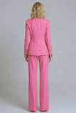2 Piece Fuchsia Peaked Lapel Slim Fit Women Suits