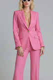 2 Piece Fuchsia Peaked Lapel Slim Fit Women Suits