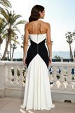 Mermaid Black and White Halter Maxi Formal Dress