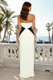 White Halter Sheath Satin Maxi Formal Dress