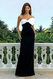 Strapless Sheath Black and White Formal Dress