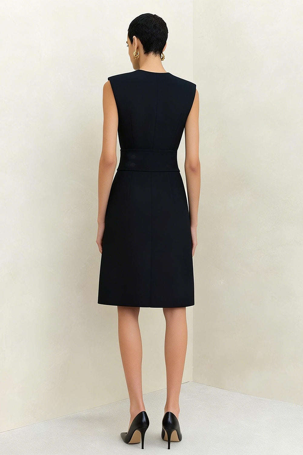 Berylove Women Black Work Dress Simple Round Neck A Line Sleeveless Short Formal Dress, Black / custom Berylove Women Black Work Dress Simple Round Neck A Line Sleeveless Short Formal Dress, Black / custom