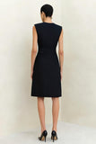 Simple Round Neck Black A Line Work Dress