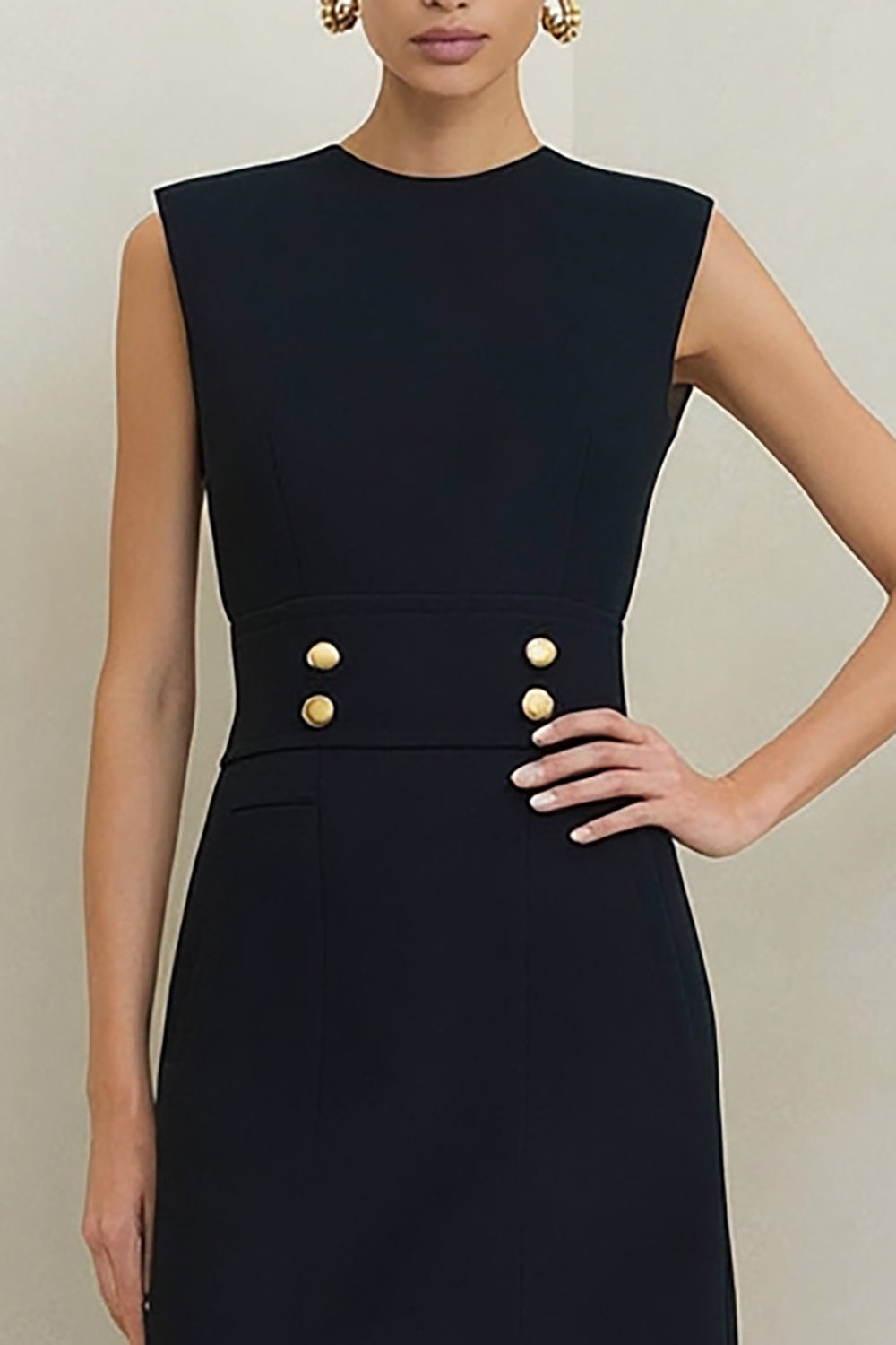 Berylove Women Black Work Dress Simple Round Neck A Line Sleeveless Short Formal Dress, Black / custom Berylove Women Black Work Dress Simple Round Neck A Line Sleeveless Short Formal Dress, Black / custom
