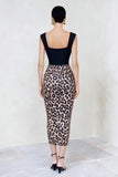 Black and Brown Leopard Bodycon Square Neck Work Dress