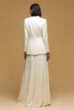 Elegant Single Buckle 2 Piece Ivory Women Suits