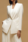 Elegant Single Buckle 2 Piece Ivory Women Suits
